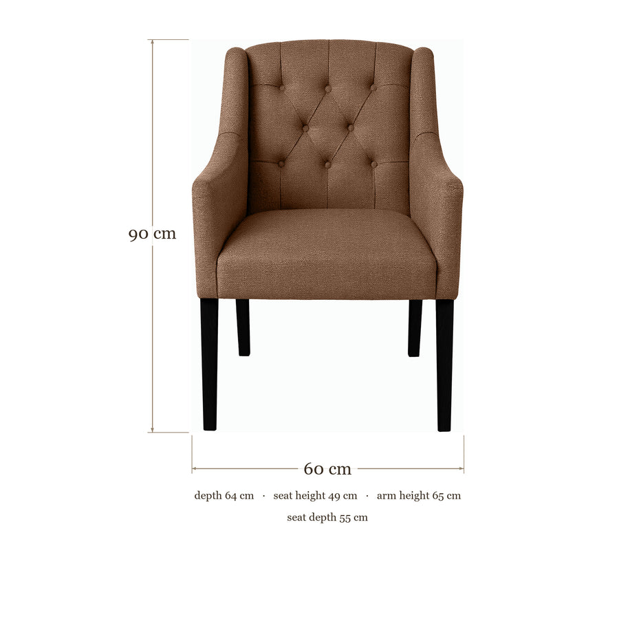 Dining Chair Canon - Light Brown - Black feet - dimensions | Marcottestyle