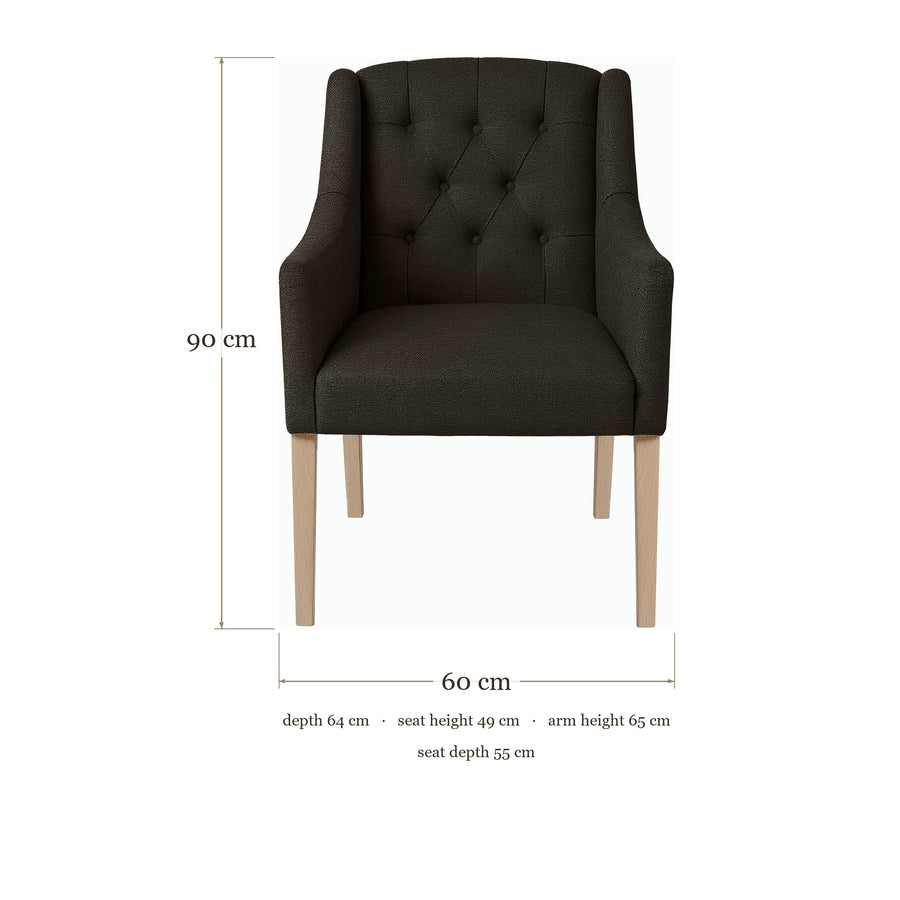 Dining Chair Canon - Onyx Grey - Oak feet - dimensions | Marcottestyle