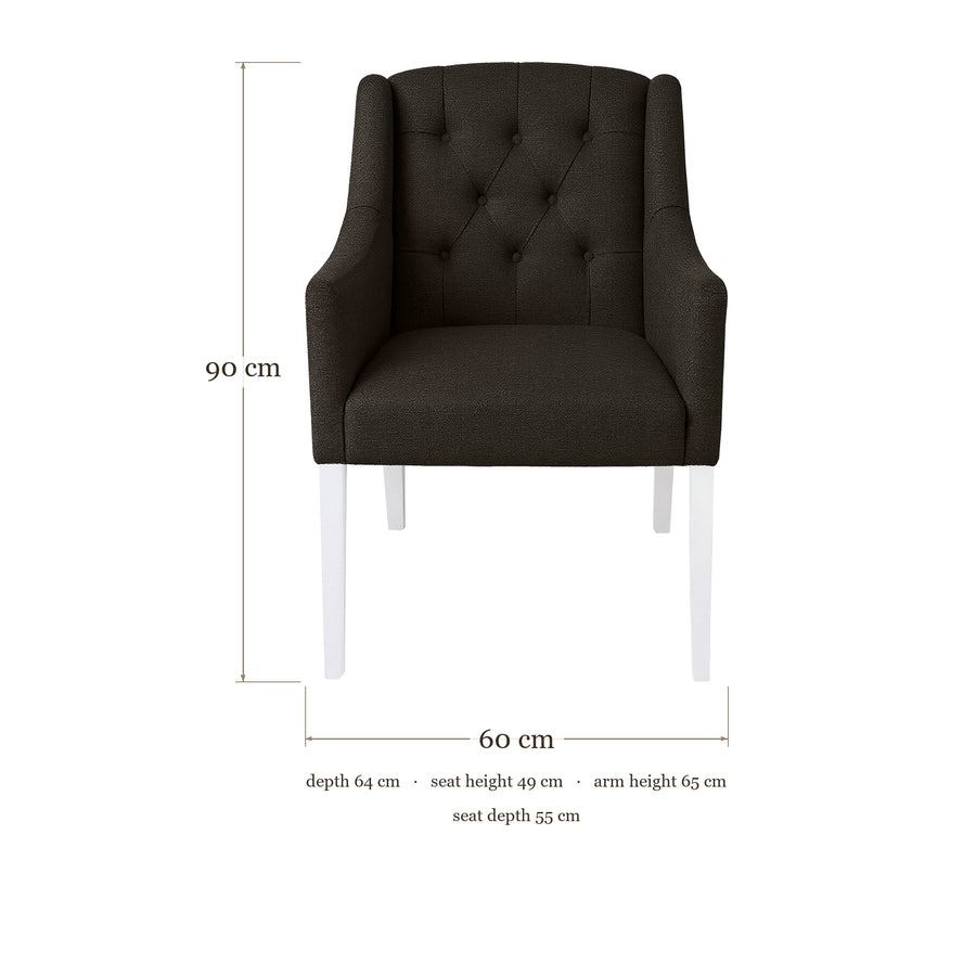 Dining Chair Canon - Onyx Grey - White feet - dimensions | Marcottestyle