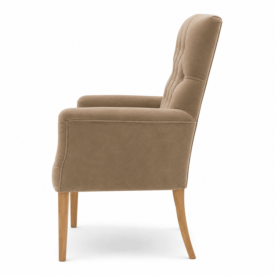 Esszimmerstuhl Jaguar - Alcantara Beige - Eiche Füße - Marcottestyle Shop