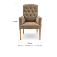 Dining Chair Jaguar - Alcantara Beige - Oak feet - dimensions | Marcottestyle