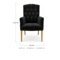 Dining Chair Jaguar - Alcantara Black - Oak feet - dimensions | Marcottestyle