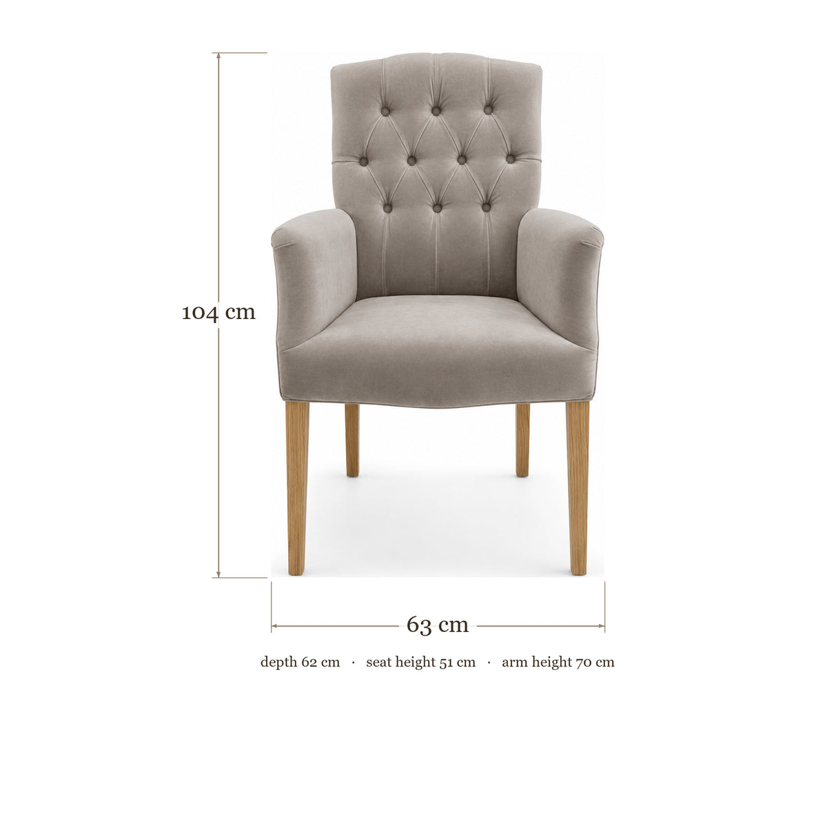 Dining Chair Jaguar - Alcantara Light Grey - Oak feet - dimensions | Marcottestyle