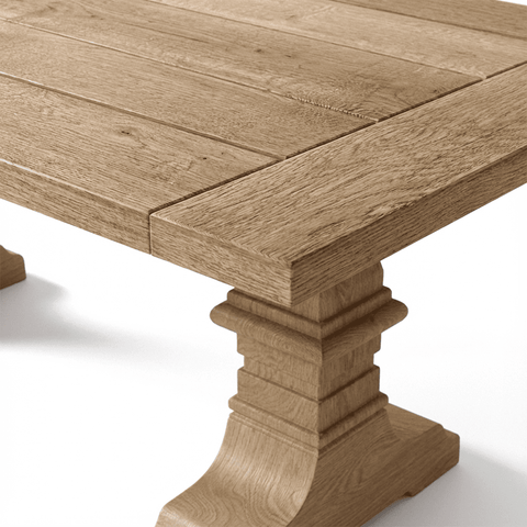 Dining Table Linear - Rustic Solid Oak Brushed - Oiled - MCS L 300 x W 100 cm