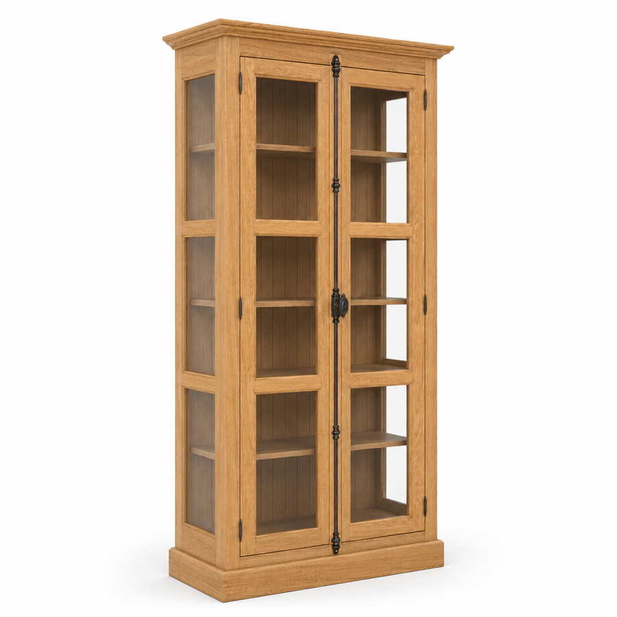 Display cabinet - Beaune - Solid Oak - 110 x 40 x 210 cm - Oak