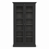 Display cabinet - Beaune - Solid Pine - 110 x 40 x 210 cm - Black