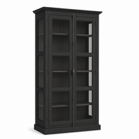 Display cabinet - Beaune - Solid Pine - 110 x 40 x 210 cm - Black