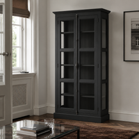 Display cabinet - Beaune - Solid Pine - 110 x 40 x 210 cm - Black