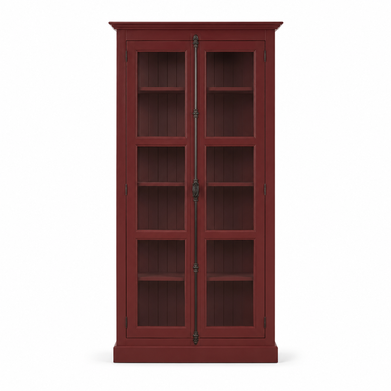 Display cabinet - Beaune - Solid Pine - 110 x 40 x 210 cm - Bordeaux