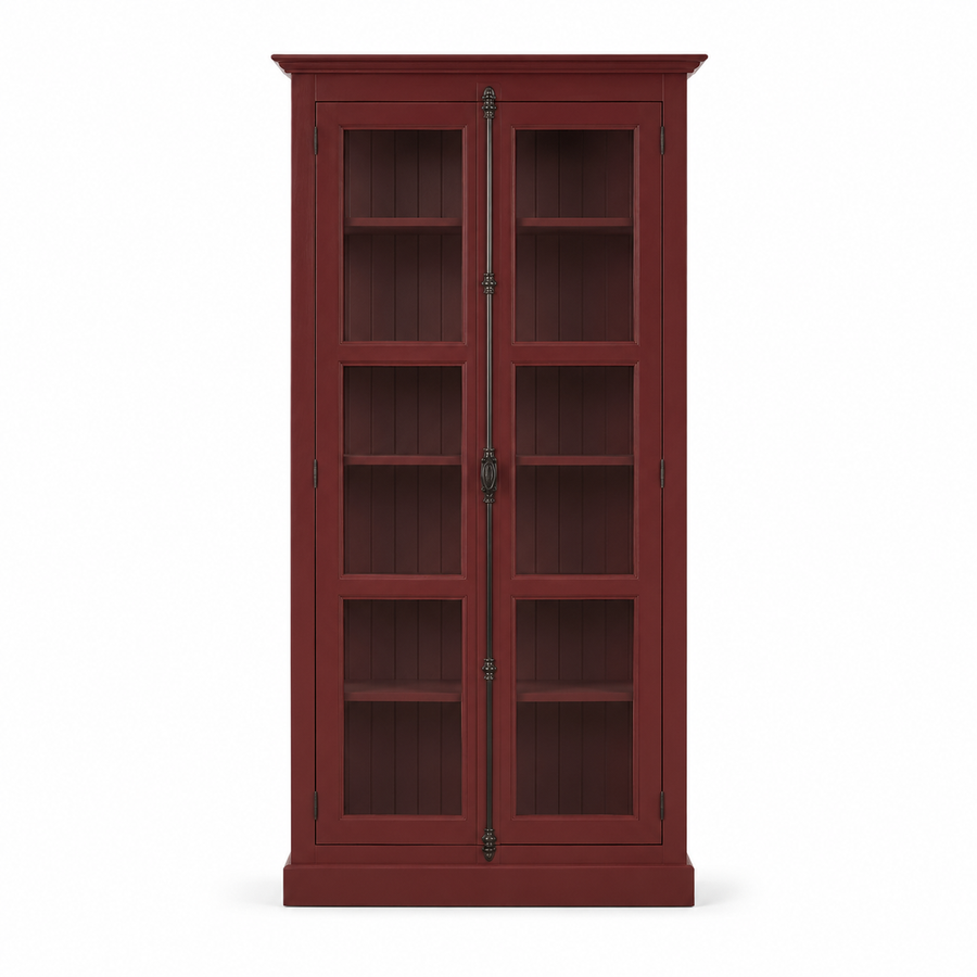 Display cabinet - Beaune - Solid Pine - 110 x 40 x 210 cm - Bordeaux