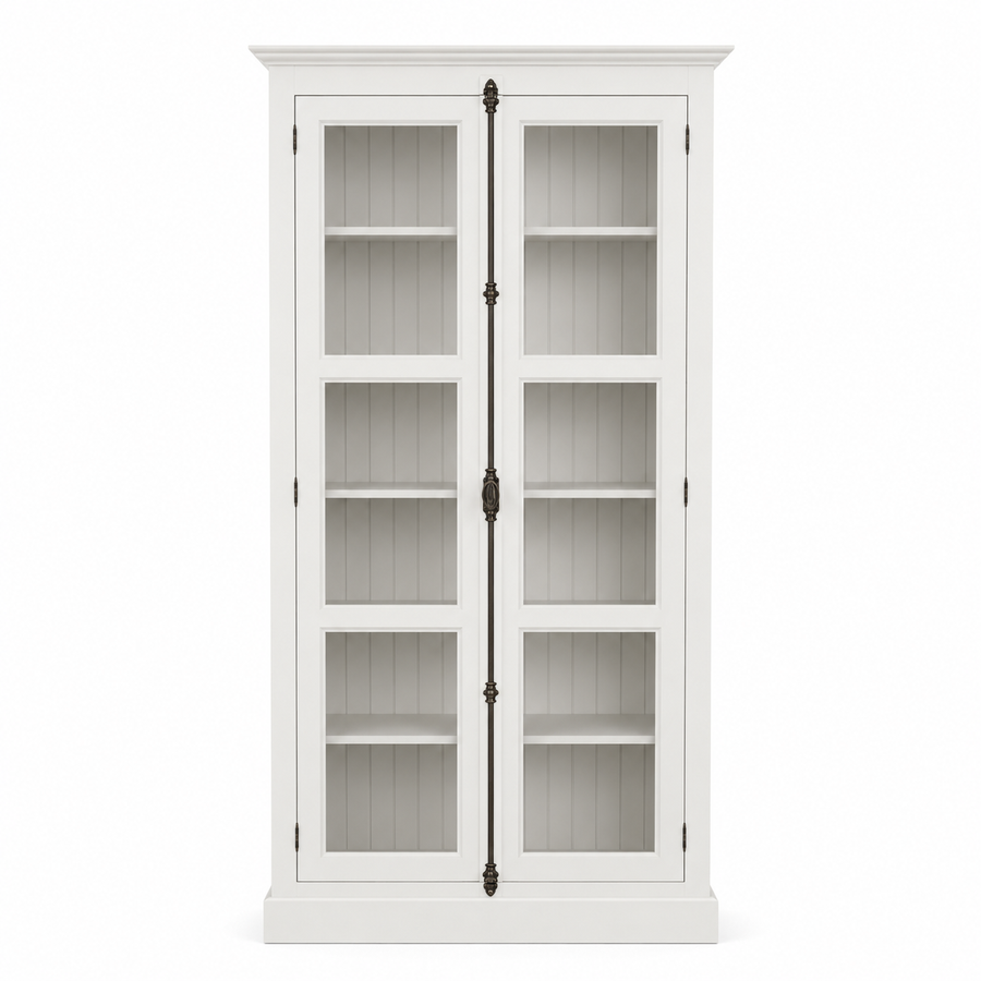 Display cabinet - Beaune - Solid Pine - 110 x 40 x 210 cm - White