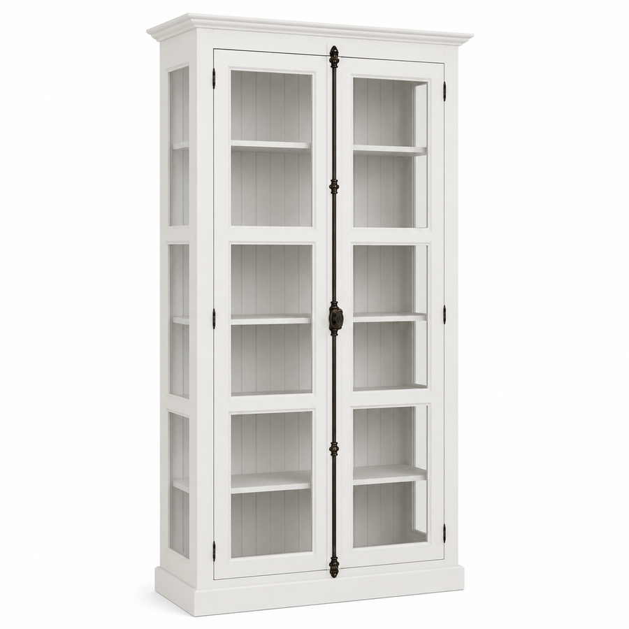 Display cabinet - Beaune - Solid Pine - 110 x 40 x 210 cm - White
