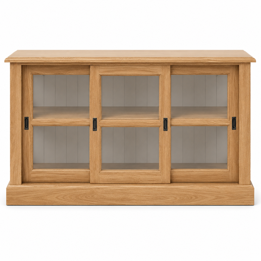 Display cabinet - Blois - Solid Oak - 147 x 47 x 86 cm - Oak