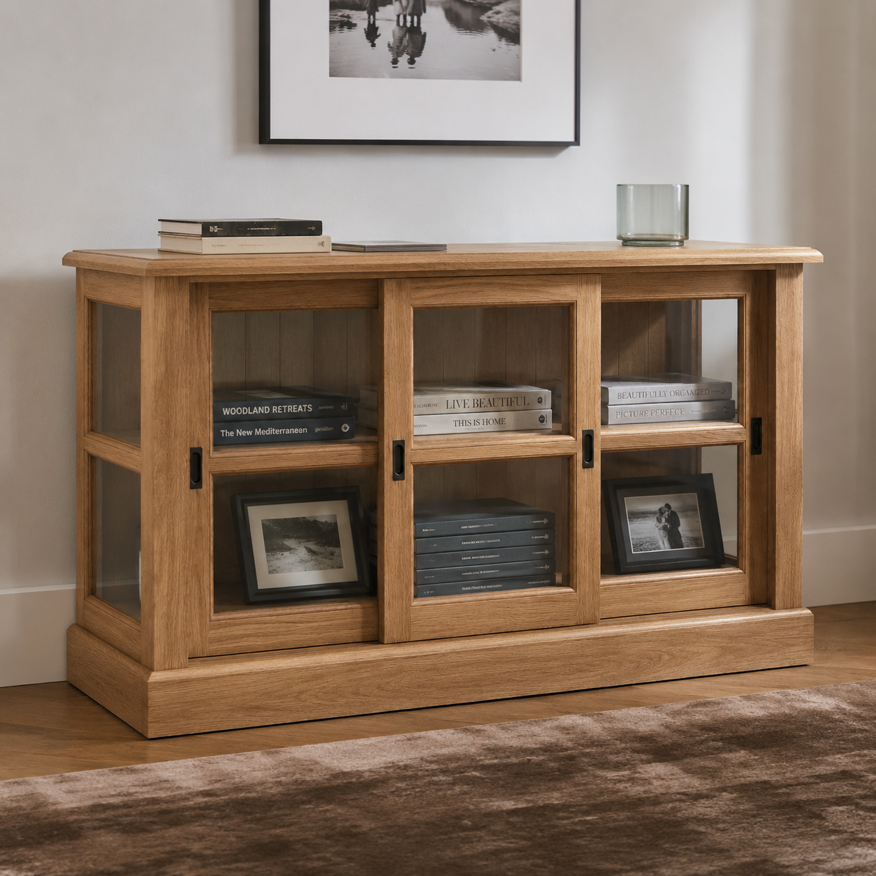 Display cabinet - Blois - Solid Oak - 147 x 47 x 86 cm - Oak