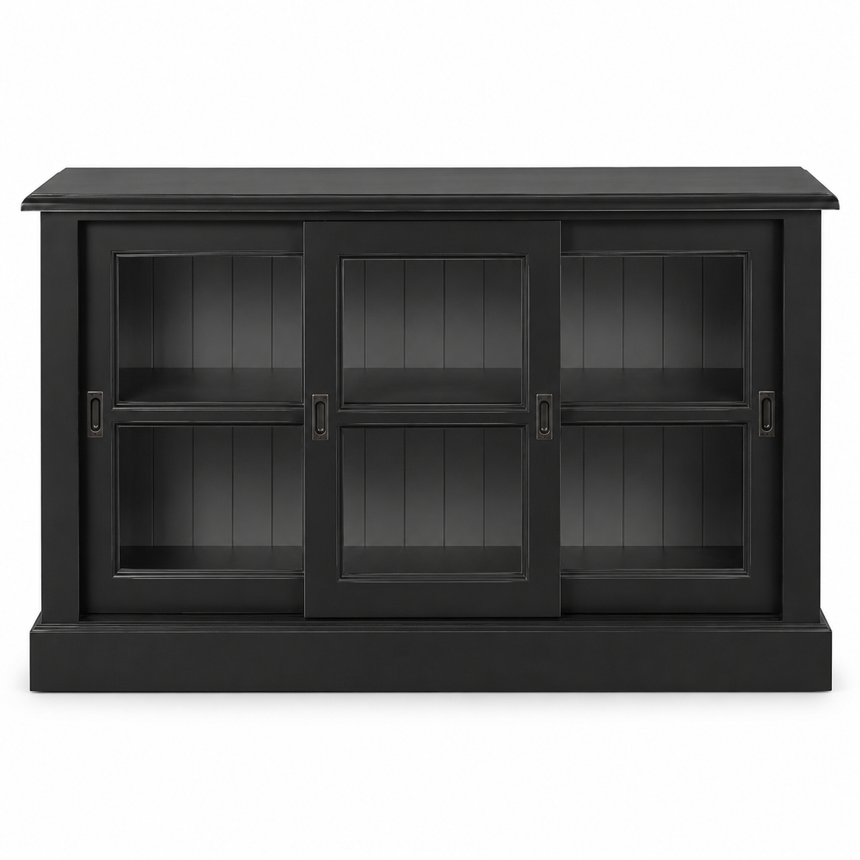 Display cabinet - Blois - Solid Pine - 147 x 47 x 86 cm - Black