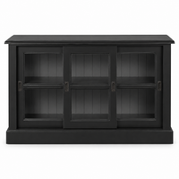 Display cabinet - Blois - Solid Pine - 147 x 47 x 86 cm - Black