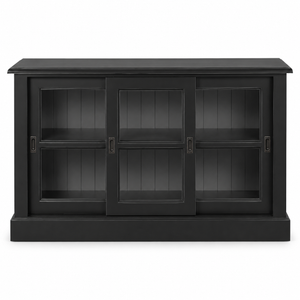 Vitrine - Blois - Pin massif - 147 x 47 x 86 cm - Noir