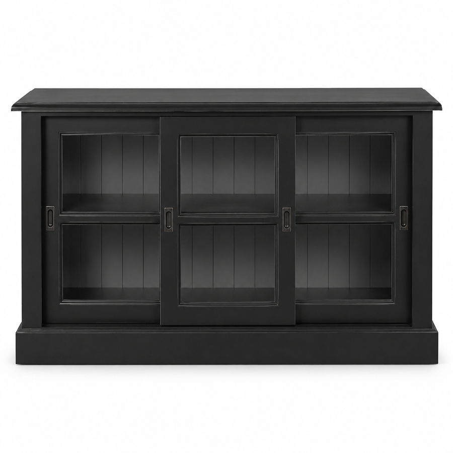 Display cabinet - Blois - Solid Pine - 147 x 47 x 86 cm - Black