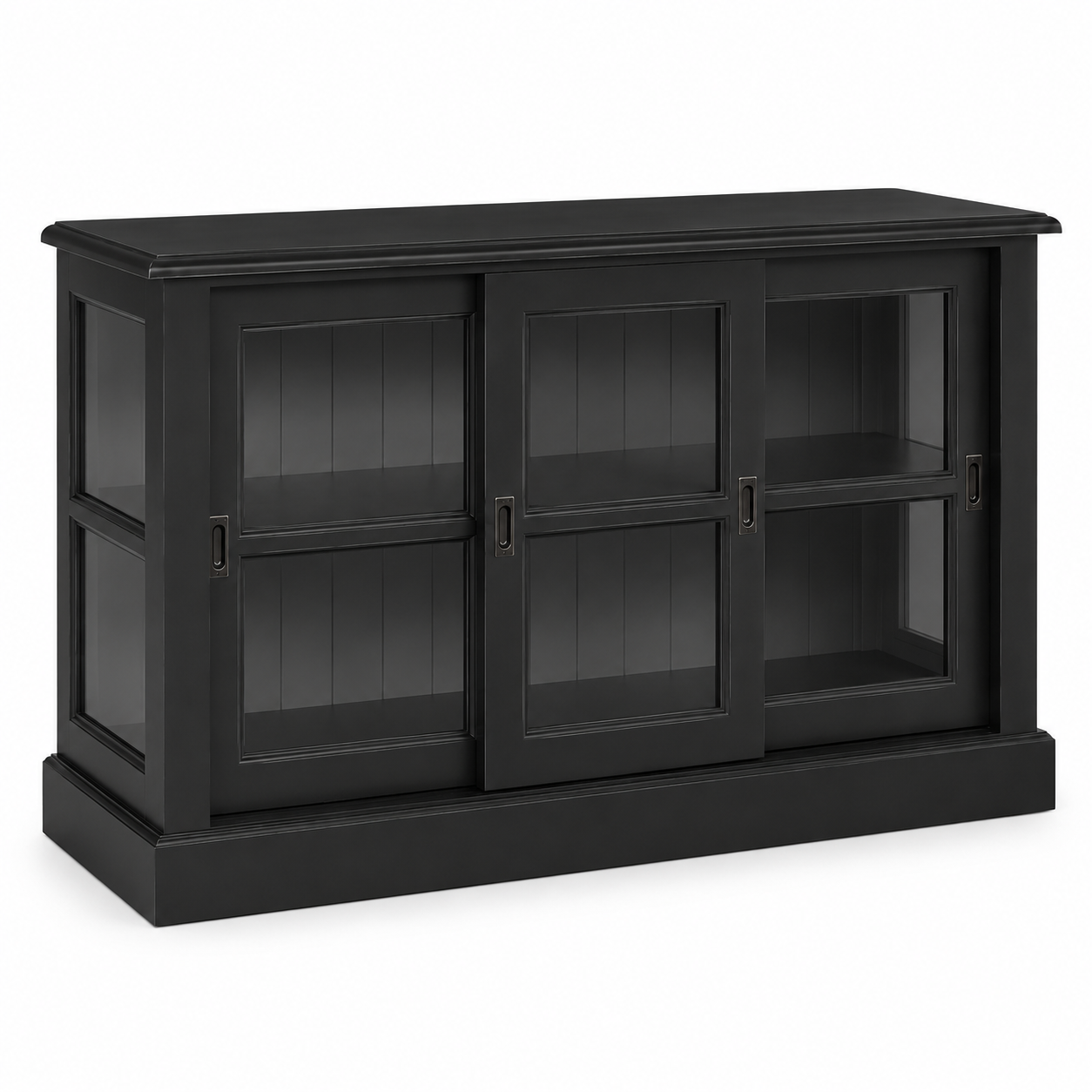 Display cabinet - Blois - Solid Pine - 147 x 47 x 86 cm - Black