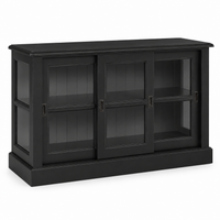 Display cabinet - Blois - Solid Pine - 147 x 47 x 86 cm - Black