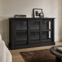 Display cabinet - Blois - Solid Pine - 147 x 47 x 86 cm - Black