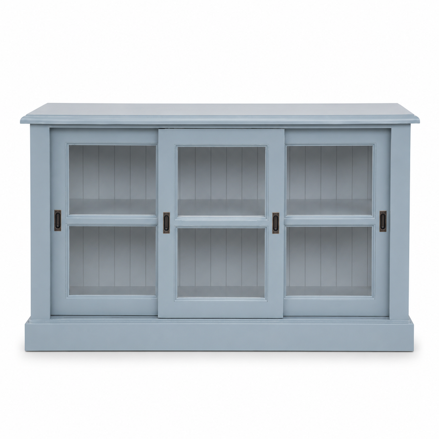 Display cabinet - Blois - Solid Pine - 147 x 47 x 86 cm - Light blue