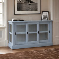 Display cabinet - Blois - Solid Pine - 147 x 47 x 86 cm - Light blue