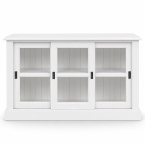 Vitrine - Blois - Pin massif - 147 x 47 x 86 cm - Blanc