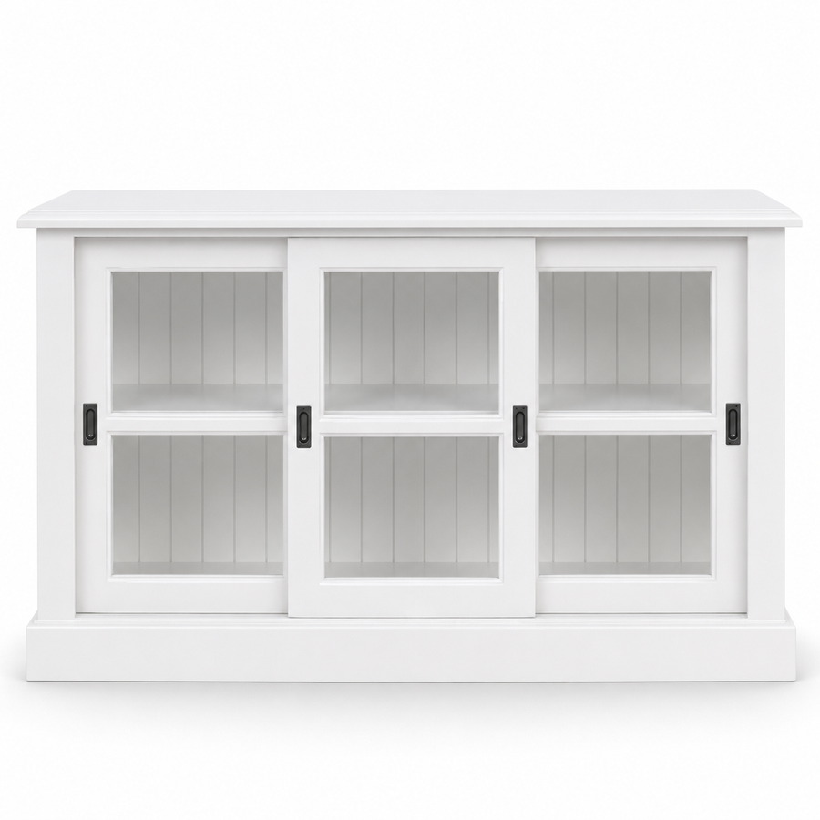 Display cabinet - Blois - Solid Pine - 147 x 47 x 86 cm - White