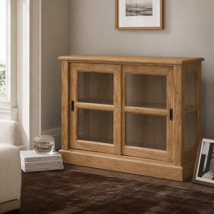 Display cabinet - Honfleur - Solid Oak - 106 x 47 x 86 cm - Oak