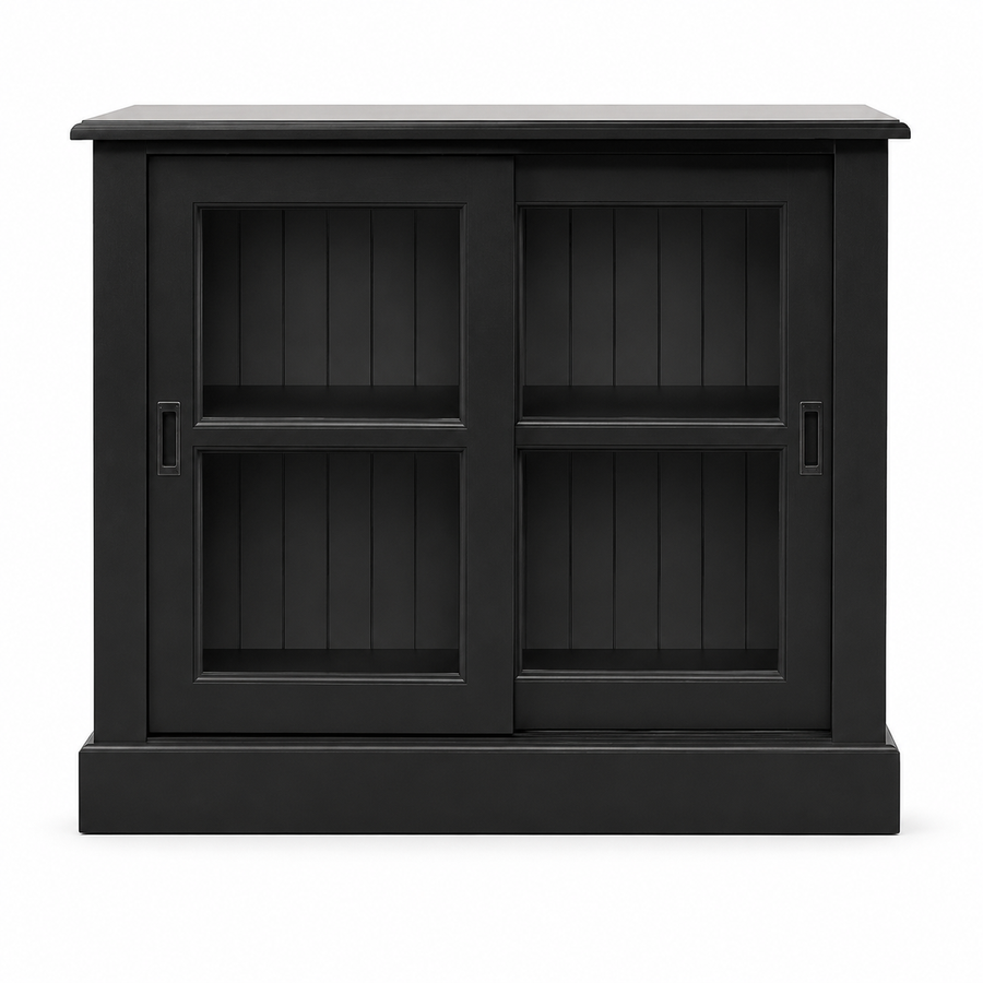 Display cabinet - Honfleur - Solid Pine - 106 x 47 x 86 cm - Black