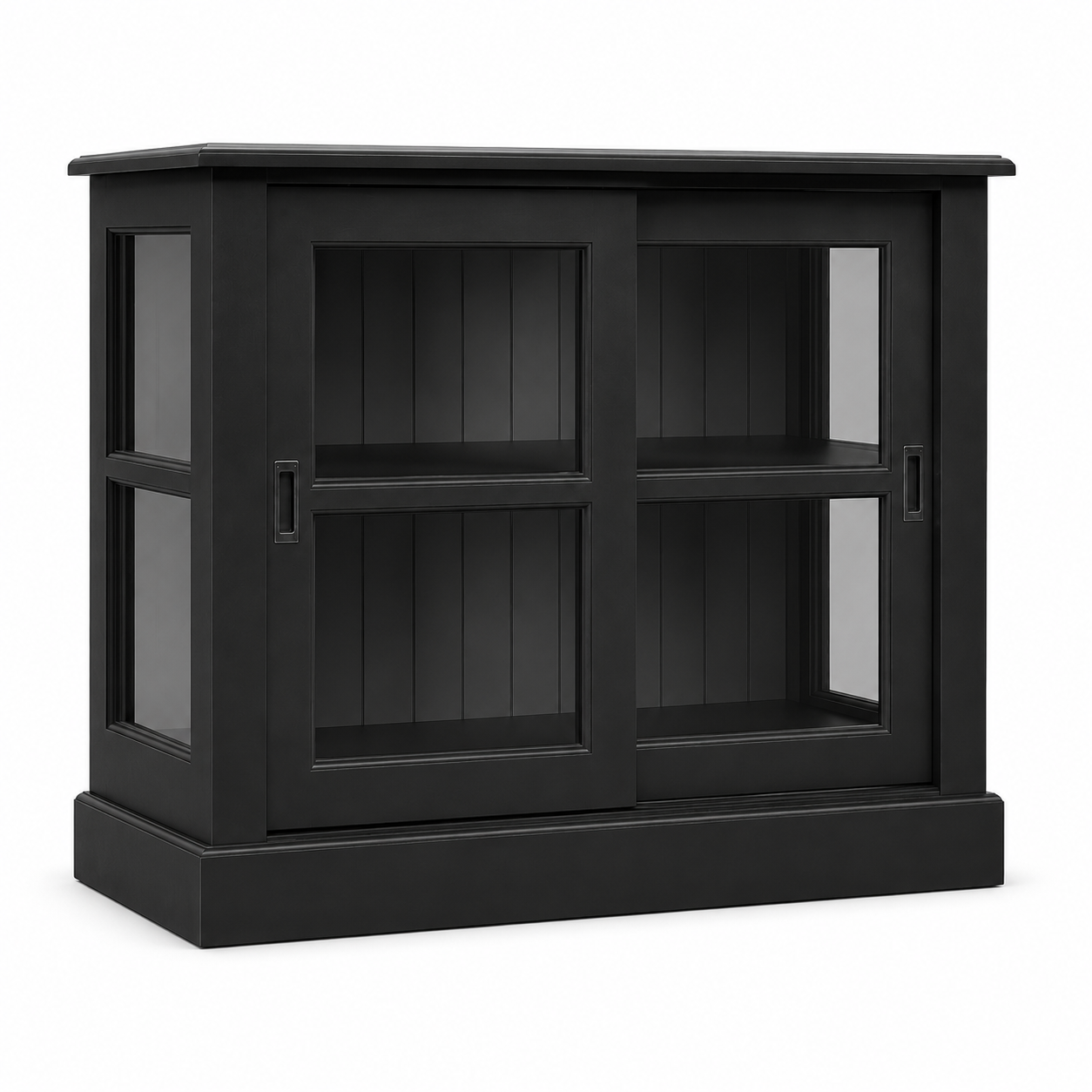 Display cabinet - Honfleur - Solid Pine - 106 x 47 x 86 cm - Black