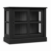 Display cabinet - Honfleur - Solid Pine - 106 x 47 x 86 cm - Black