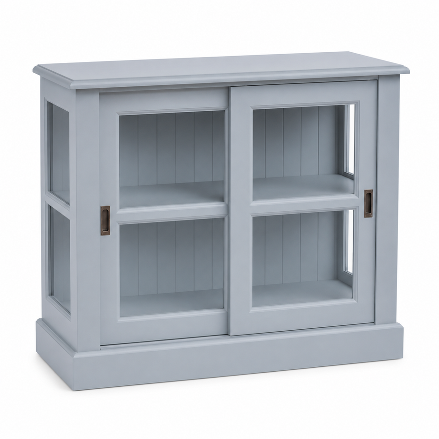 Display cabinet - Honfleur - Solid Pine - 106 x 47 x 86 cm - Light blue