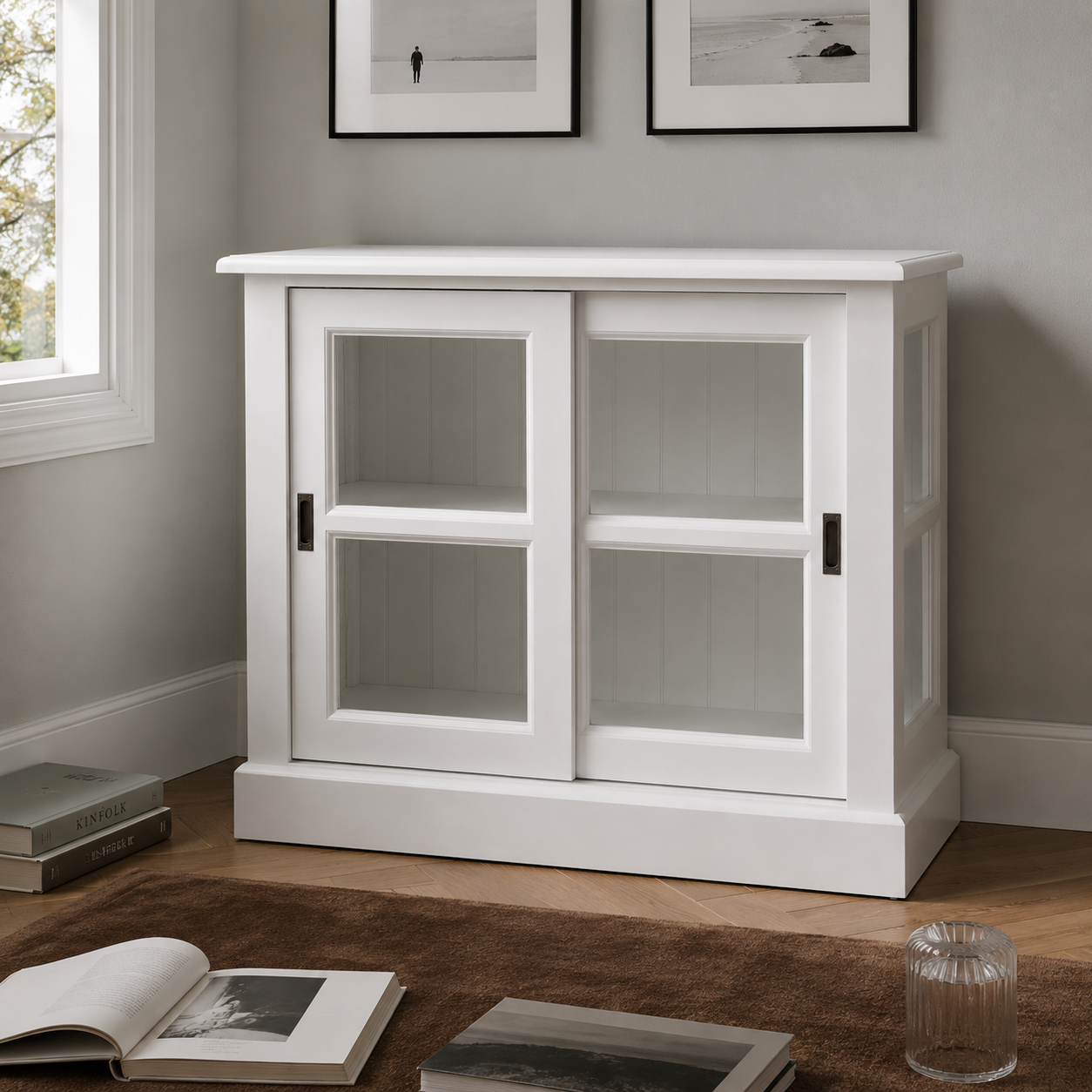 Display cabinet - Honfleur - Solid Pine - 106 x 47 x 86 cm - White