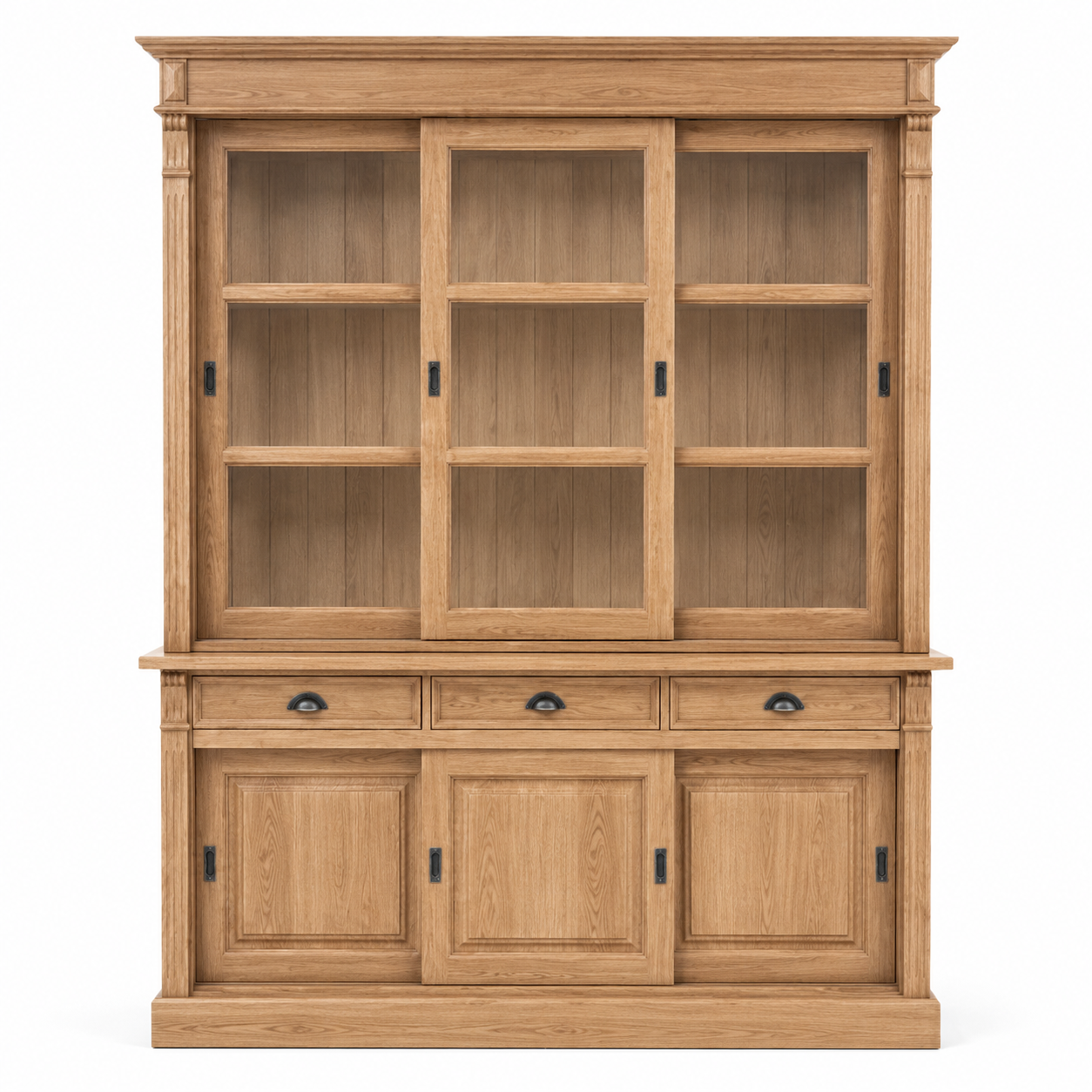 Display cabinet - Versailles - Solid Oak - 180 x 51 x 220 cm - Oak