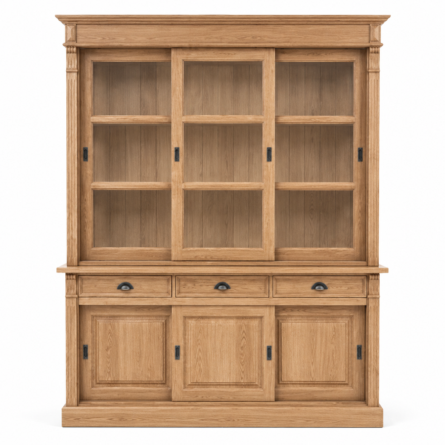 Display cabinet - Versailles - Solid Oak - 180 x 51 x 220 cm - Oak