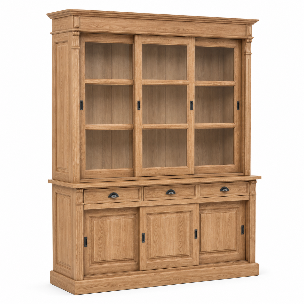 Display cabinet - Versailles - Solid Oak - 180 x 51 x 220 cm - Oak