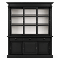 Display cabinet - Versailles - Solid Pine - 180 x 51 x 220 cm - Black