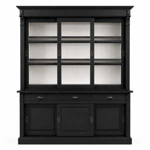 Display cabinet - Versailles - Solid Pine - 180 x 51 x 220 cm - Black