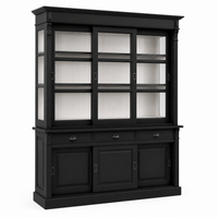 Display cabinet - Versailles - Solid Pine - 180 x 51 x 220 cm - Black