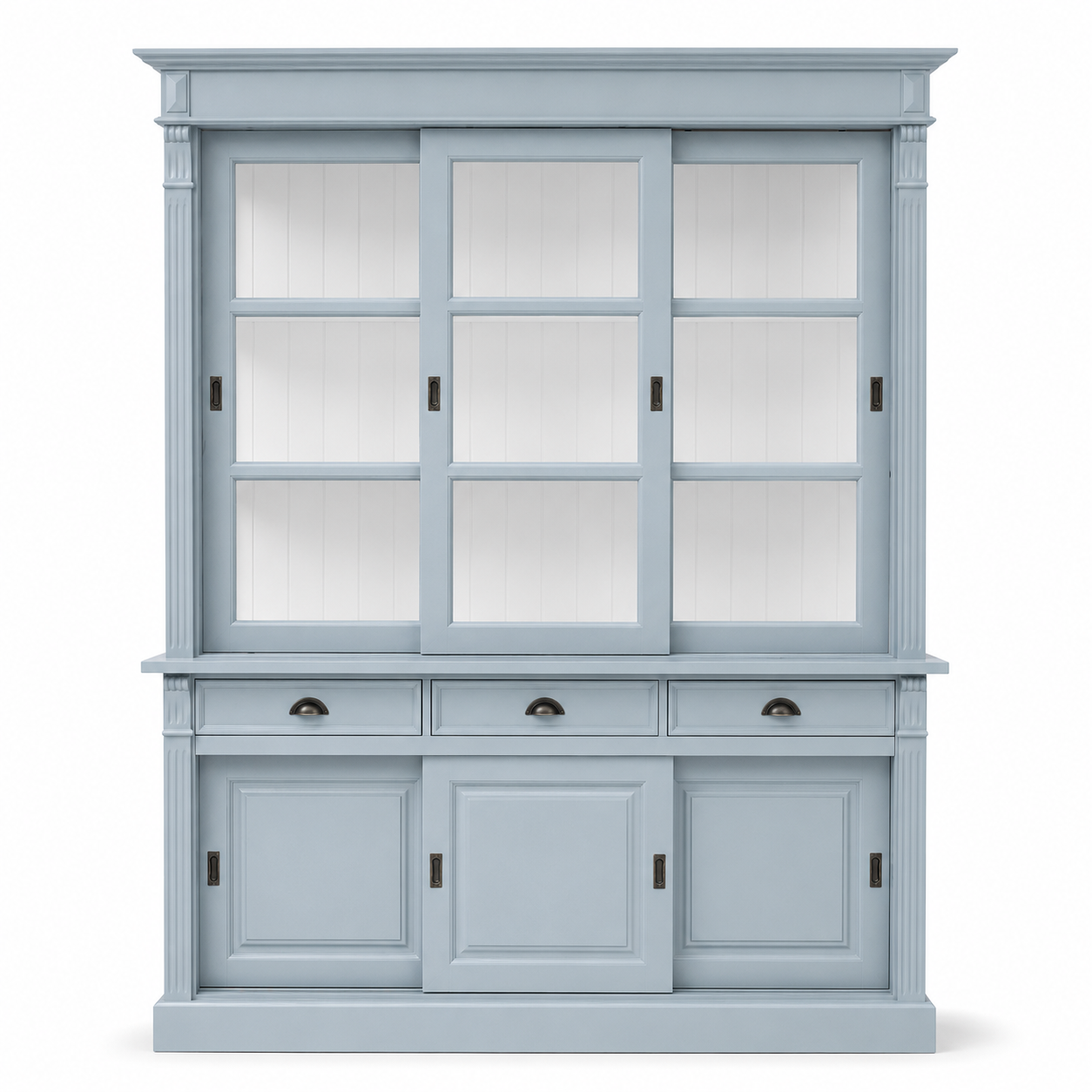 Display cabinet - Versailles - Solid Pine - 180 x 51 x 220 cm - Light blue