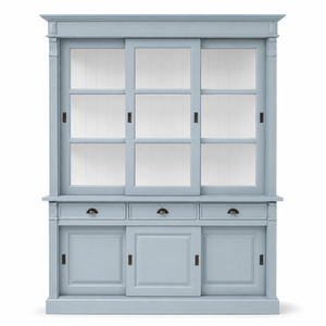 Display cabinet - Versailles - Solid Pine - 180 x 51 x 220 cm - Light blue