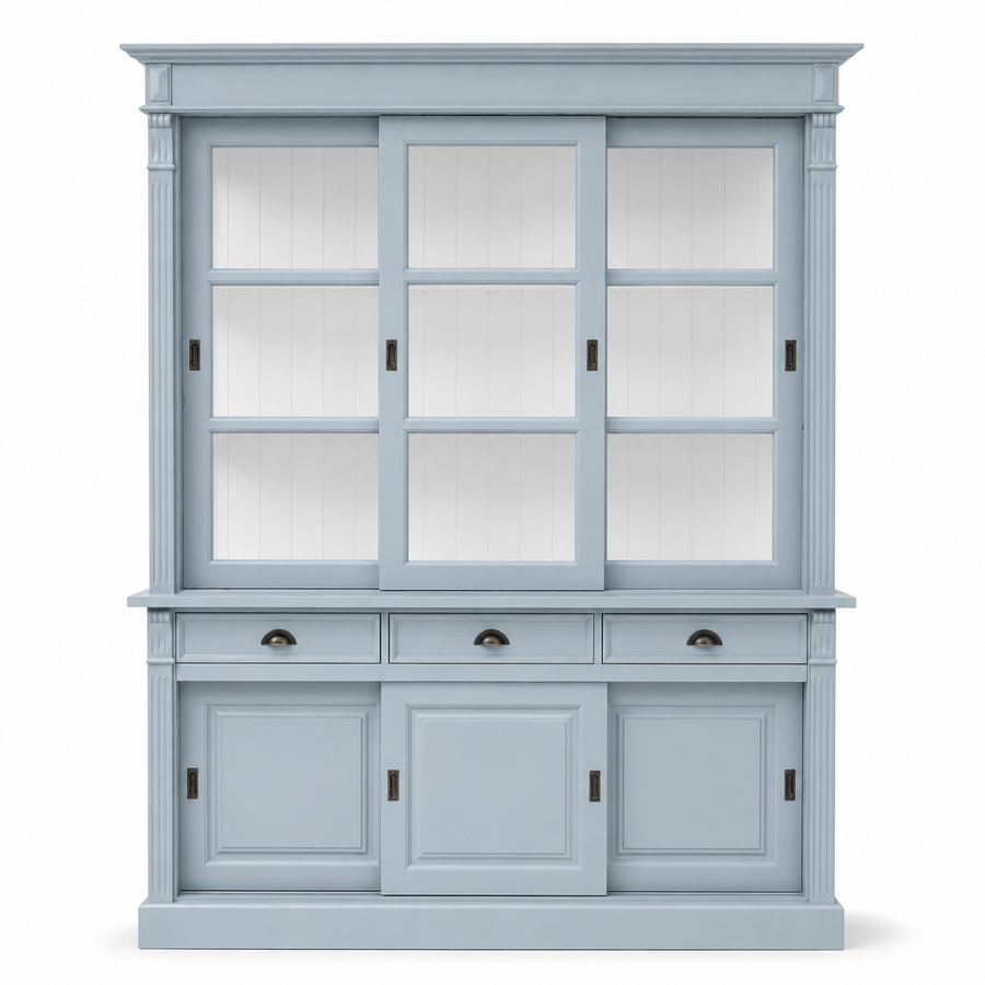 Display cabinet - Versailles - Solid Pine - 180 x 51 x 220 cm - Light blue