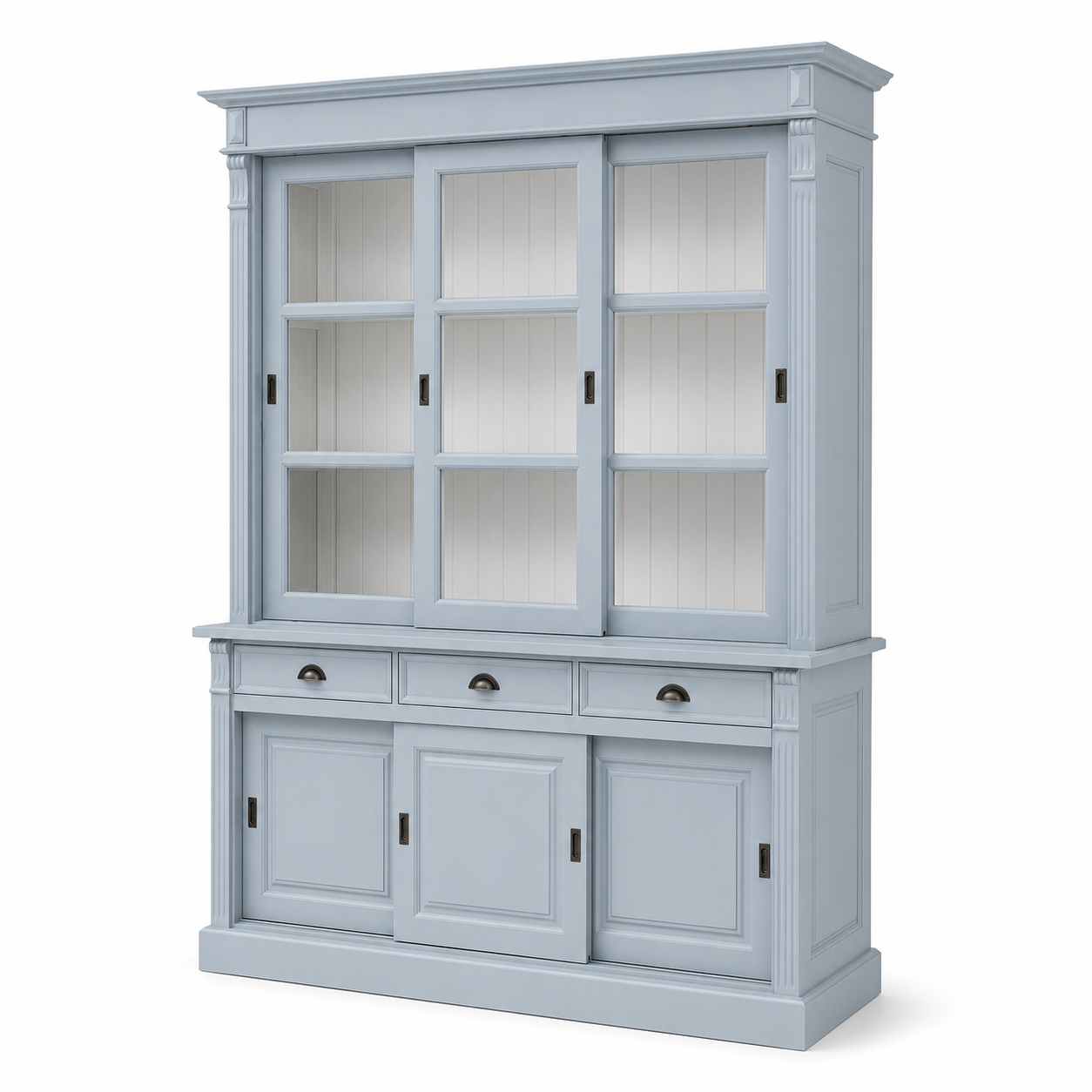Display cabinet - Versailles - Solid Pine - 180 x 51 x 220 cm - Light blue
