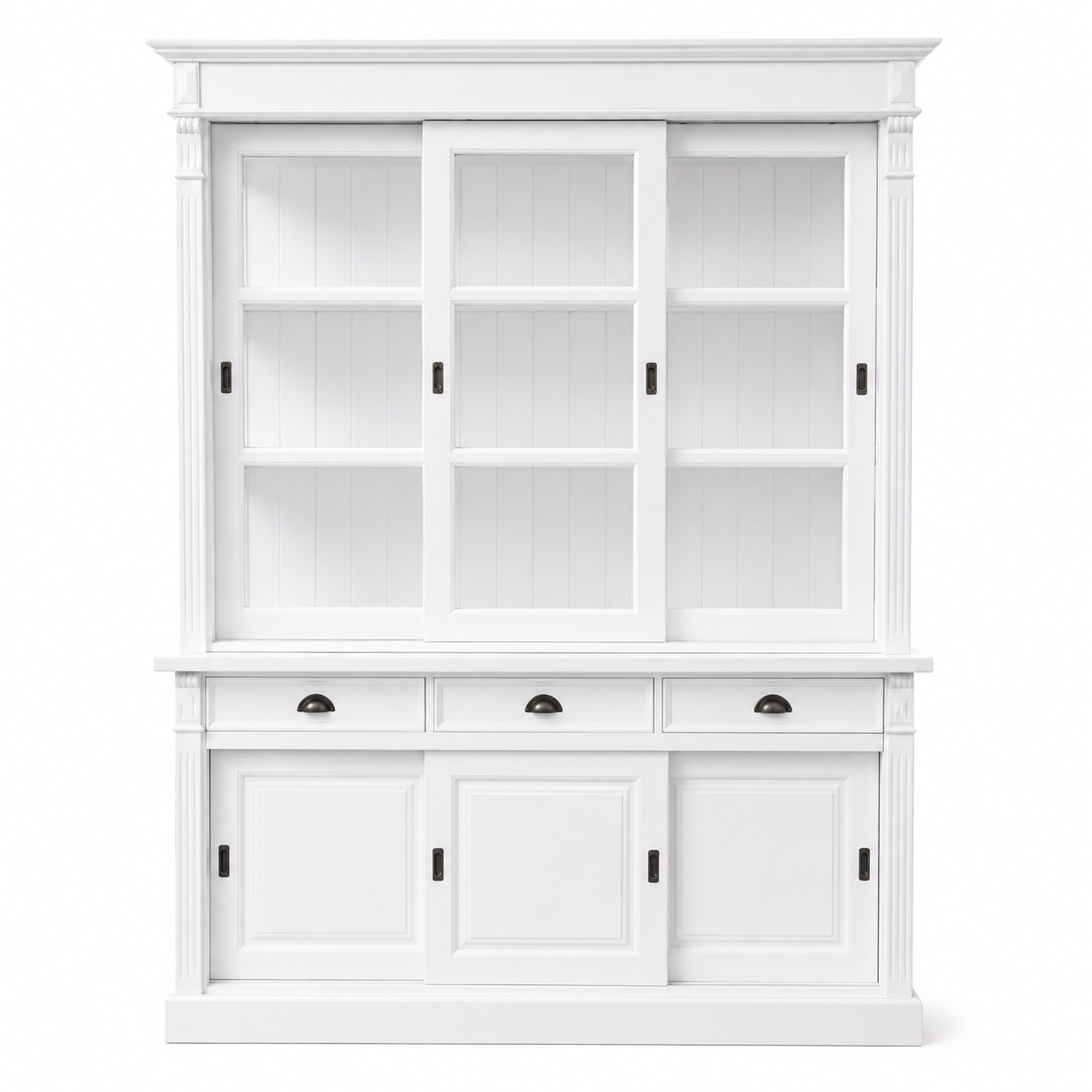 Display cabinet - Versailles - Solid Pine - 180 x 51 x 220 cm - White