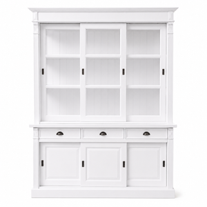 Display cabinet - Versailles - Solid Pine - 180 x 51 x 220 cm - White