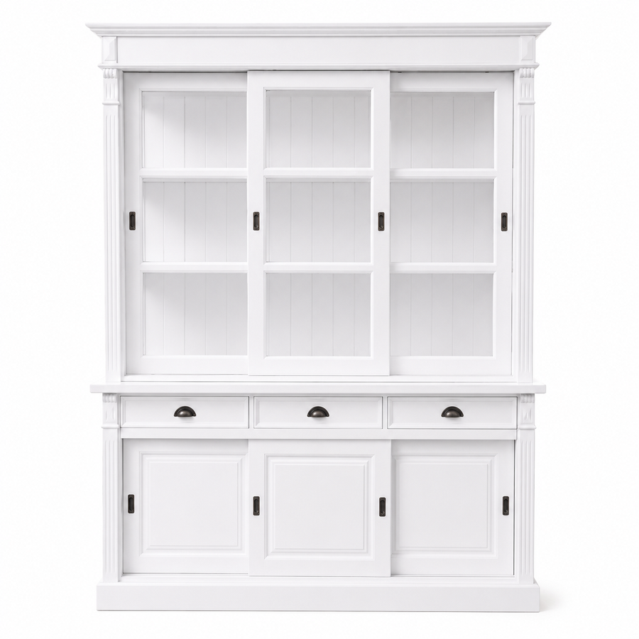 Display cabinet - Versailles - Solid Pine - 180 x 51 x 220 cm - White