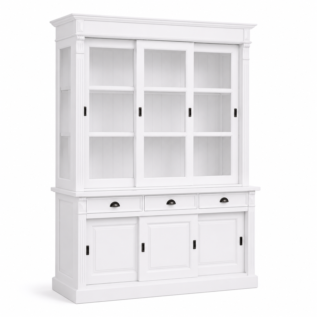 Display cabinet - Versailles - Solid Pine - 180 x 51 x 220 cm - White