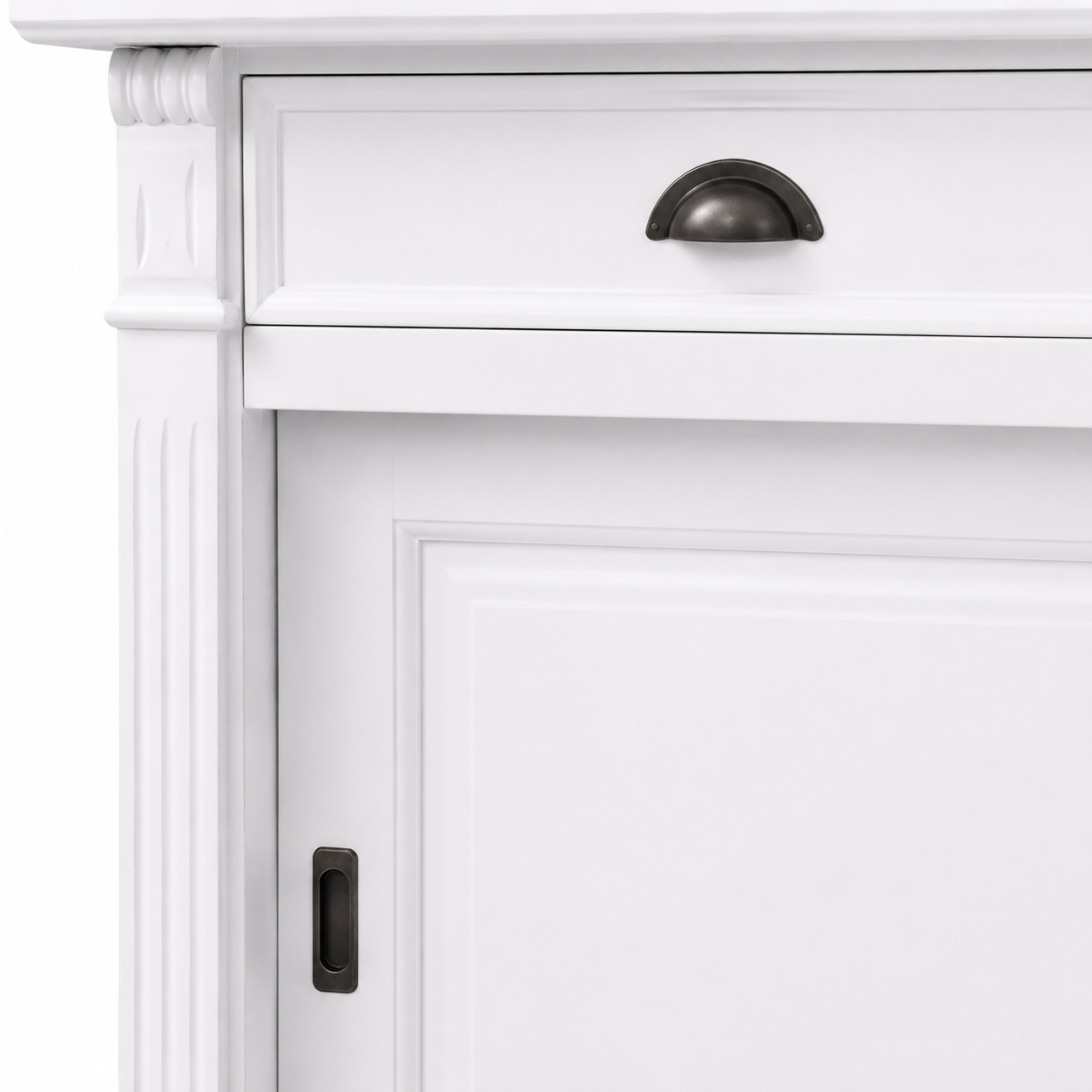 Display cabinet - Versailles - Solid Pine - 180 x 51 x 220 cm - White